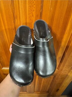 Björk MALA Wood Open Back Leather Clogs